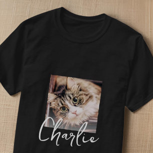 Simple Modern Grunge Custom Badge Pet Photo Name T-Shirt