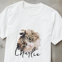 Simple Modern Grunge Custom Badge Pet Photo Name T-Shirt