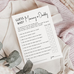 Simple Modern Guess Who Mommy Or Daddy Card