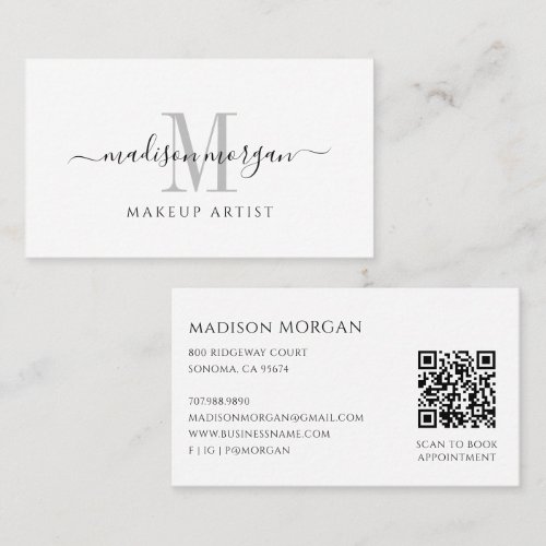 Simple Modern Hair Stylist QR Code Business Card