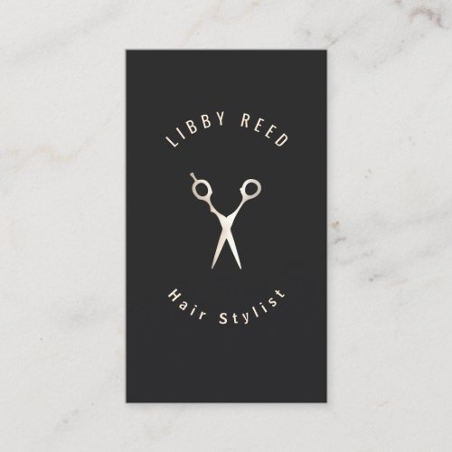 Simple Modern Hair Stylist Scissors Black Business Card