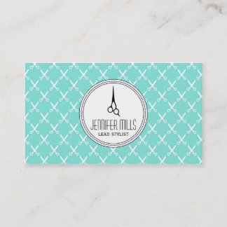 simple modern hairstylist hair stylist mint shears appointment card