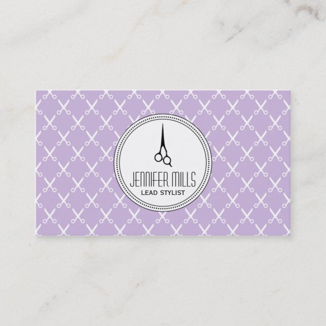 simple modern hairstylist hair stylist purple appointment card (Front)