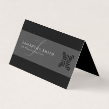 Simple Modern Half Grey Half Black QR Monogrammed