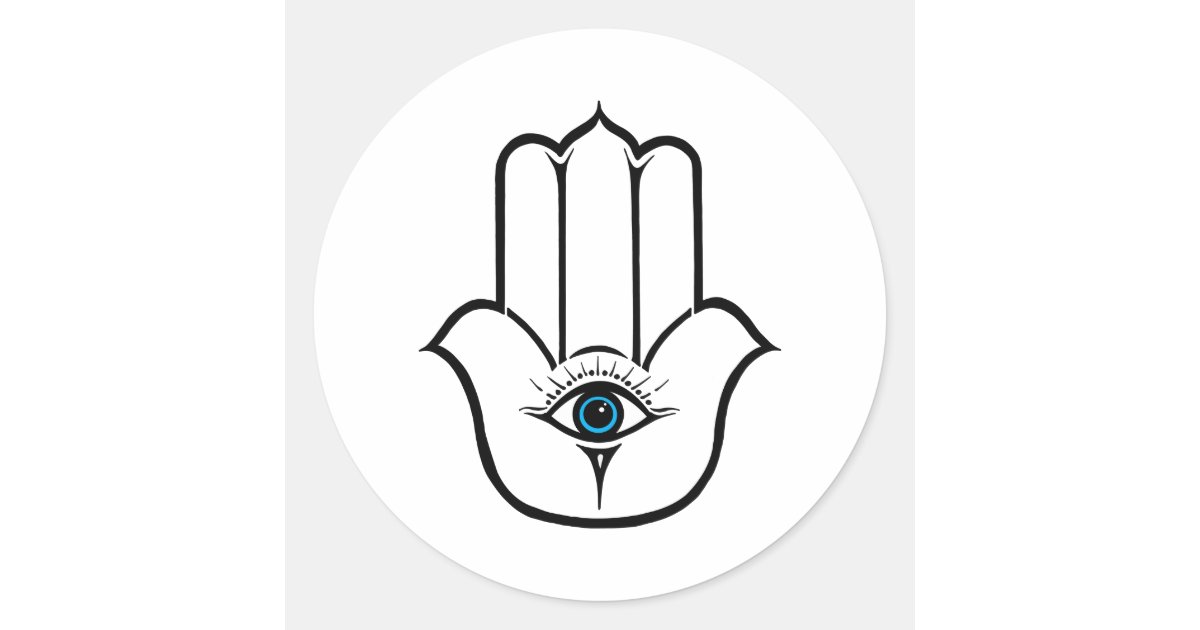 simple modern hamsa hand of fatima classic round sticker round christmas address labels