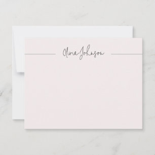Simple Modern Hand Lettered Pink Flat Note Card