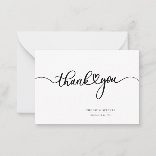 Simple Modern Hand-Lettered Thank You Note Card (Front)