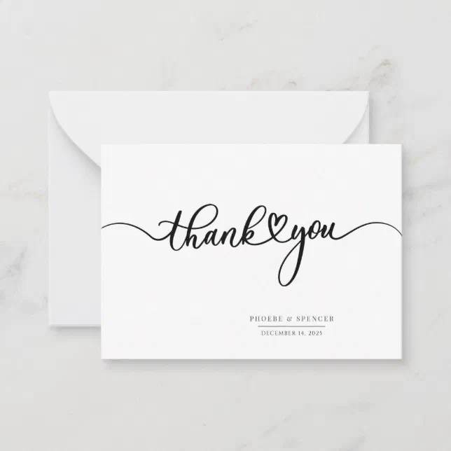Simple Modern Hand-Lettered Thank You Note Card | Zazzle