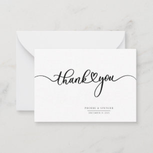 Simple Modern Hand-Lettered Thank You Note Card