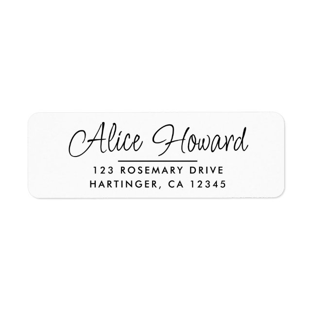 Simple Modern Hand Sketched Script Return Address Label (Front)