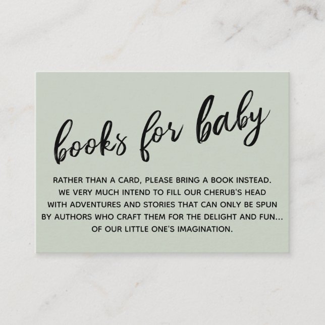 Simple Modern Handwriting Book Request Sage Enclosure Card (Front)