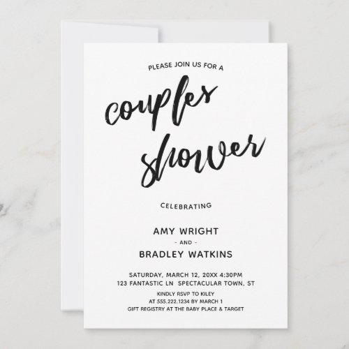 Simple Modern Handwriting Couples Baby Shower Invitation