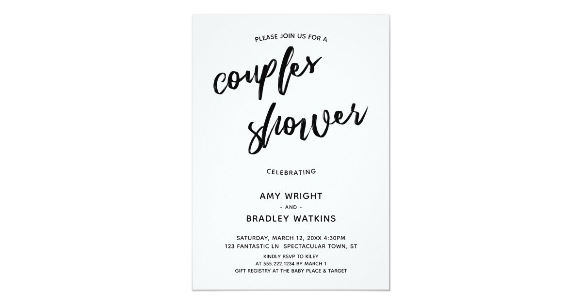 Simple Modern Handwriting Couples Baby Shower Invitation
