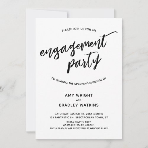 Simple Modern Handwriting Engagement Party Invitation