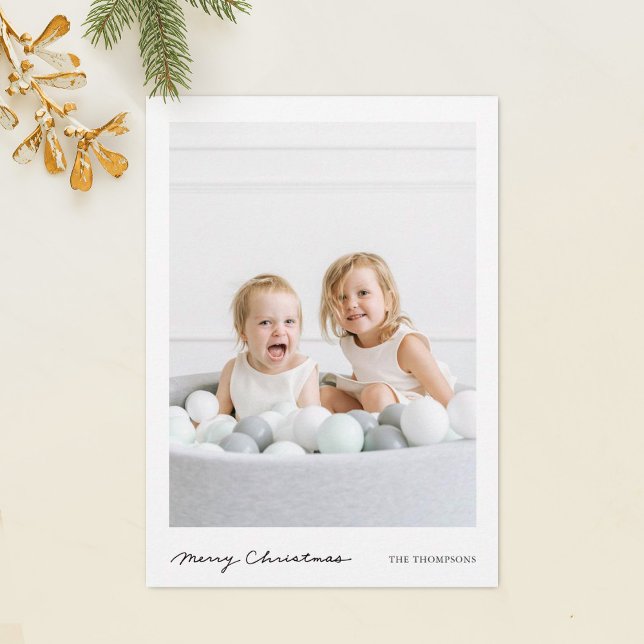 Simple Modern Handwriting Merry Christmas Photo Holiday Card (Creator Uploaded)