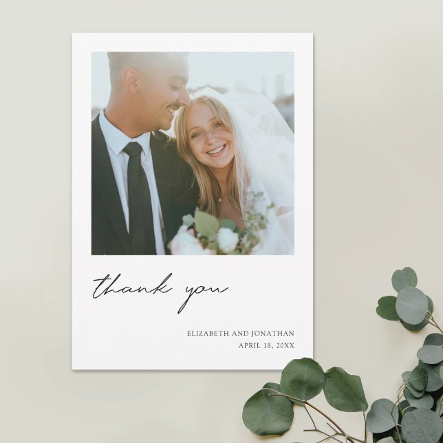 Simple Modern Handwriting Photo Wedding  Thank You Card (Creator Uploaded)
