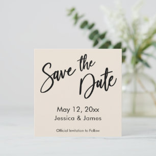 Simple Modern Handwriting Typography Cream Save The Date