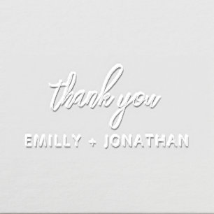 Simple Modern Handwriting Wedding Thank You Embosser