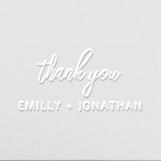 Simple Modern Handwriting Wedding Thank You Embosser (Design)