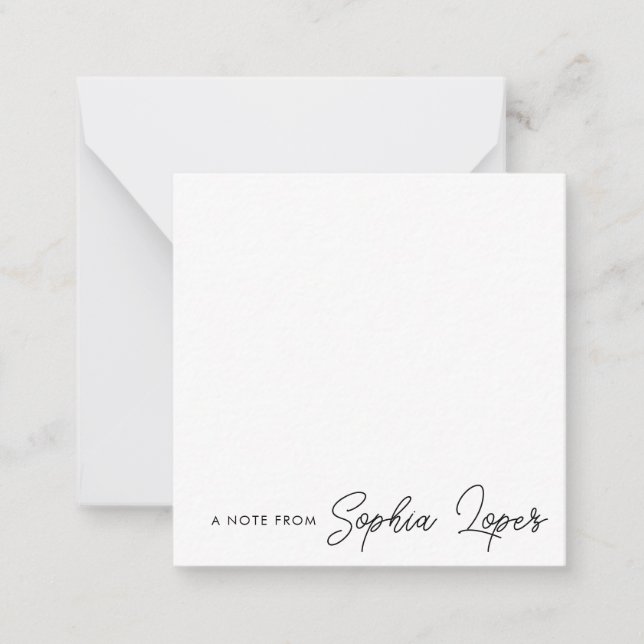 Simple Modern Handwritten A Note From Script Name Card (Front)