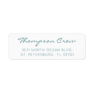 Simple Modern Handwritten Aqua Blue Return Address Label