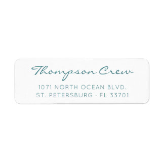 Simple Modern Handwritten Aqua Blue Return Address Label