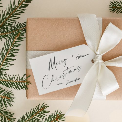 Simple Modern Handwritten Script Merry Christmas  Gift Tags