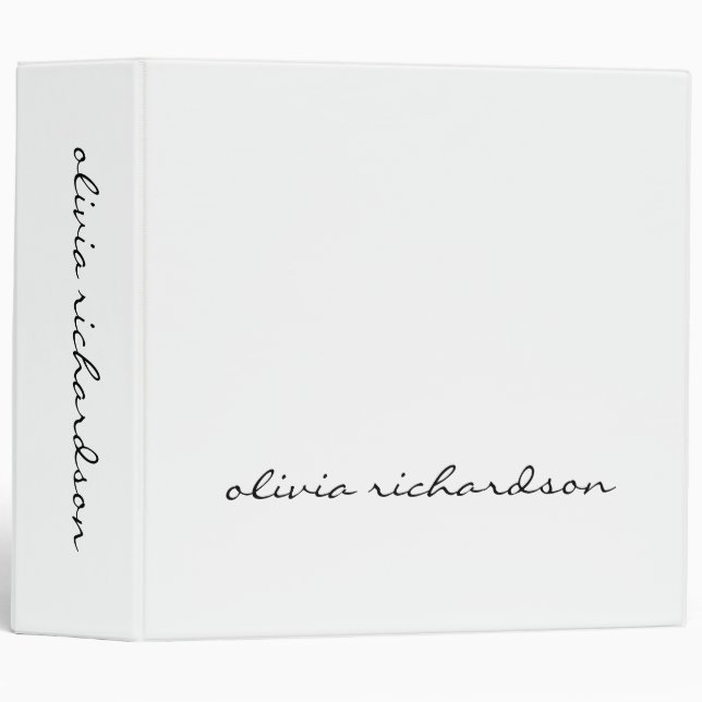Simple Modern Handwritten Script Typography Chic 3 Ring Binder (Front/Spine)