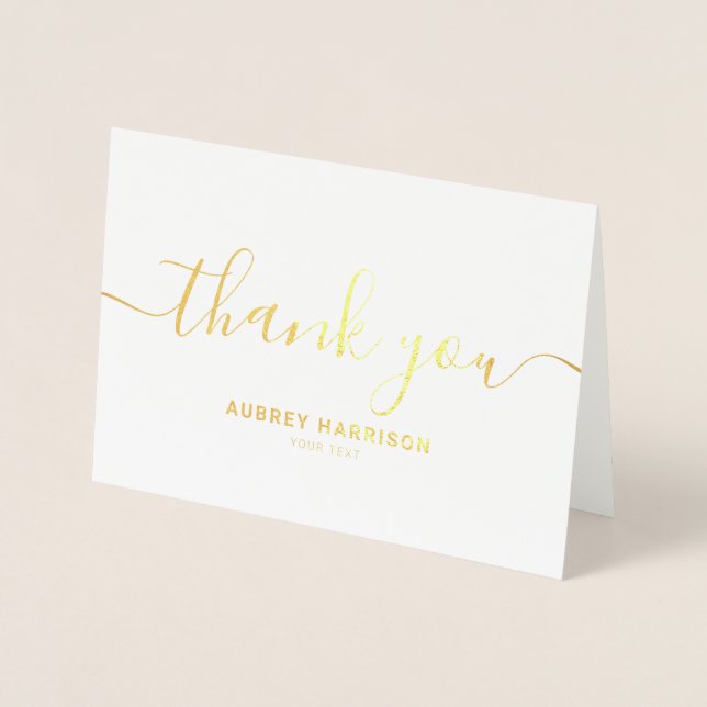 Simple Modern Handwritten Thank You Foil Card (Front)