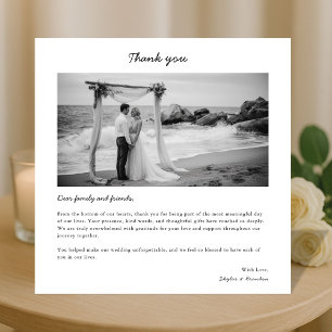 Simple Modern Handwritten Wedding Photo Square Thank You Card