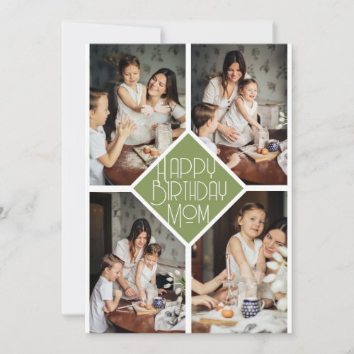 Simple Modern happy birthday mom photo collage Holiday Card