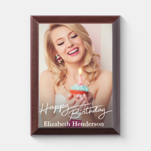 Simple Modern Happy Birthday Photo Award Plaque