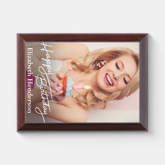 Simple Modern Happy Birthday Photo Award Plaque (Horizontal)