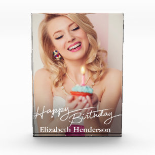 Simple Modern Happy Birthday Photo Block