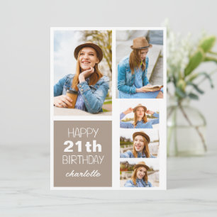 Simple Modern Happy Birthday Stylish Any Age Photo Card