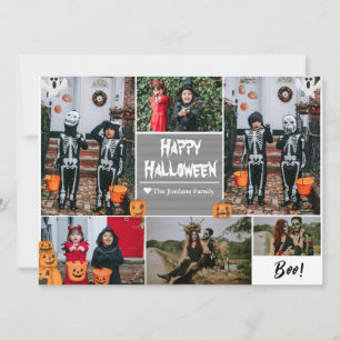 Simple Modern Happy Halloween photo family collage Holiday Card