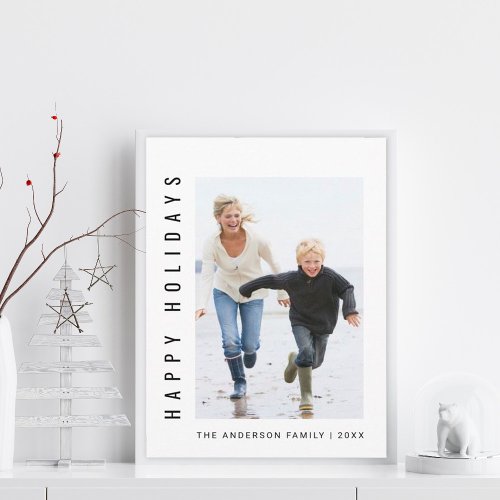 Simple Modern Happy Holidays Photo Holiday Postcard