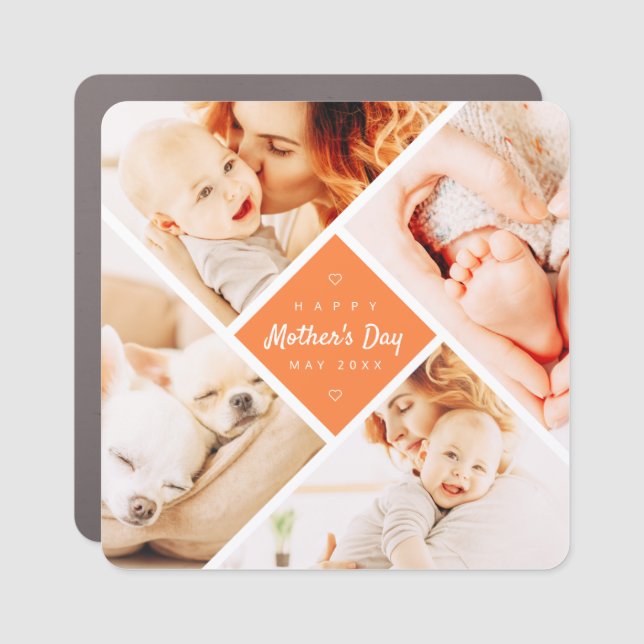 Simple Modern Happy Mother's Day Custom Photo Car Magnet (Front)