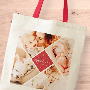 Simple Modern Happy Mother's Day Custom Photo Tote Bag
