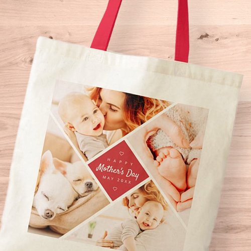 Simple Modern Happy Mothers Day Custom Photo Tote Bag