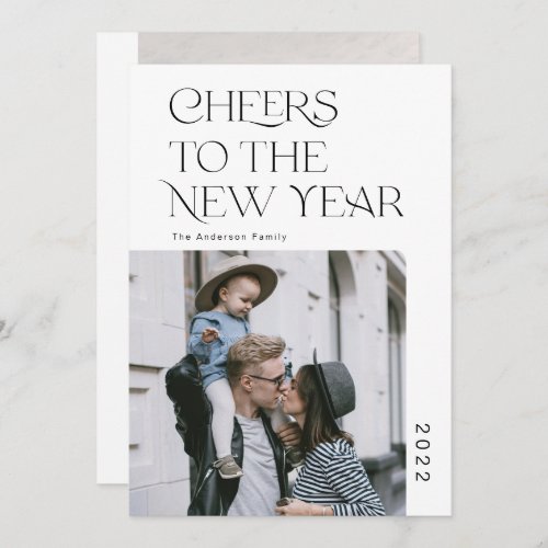 Simple Modern Happy New Year 2022 Photo Holiday Card