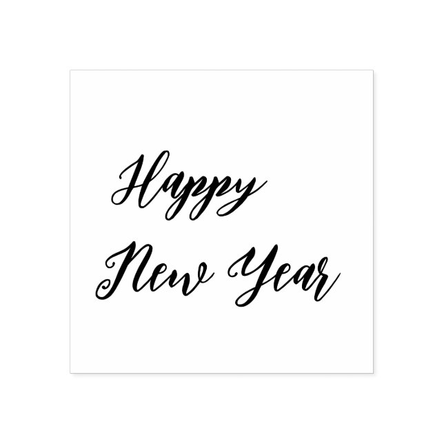 Simple Modern | Happy New Year Casual Script  Rubber Stamp (Imprint)