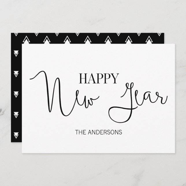 Simple Modern Happy New Year's Card (Front/Back)