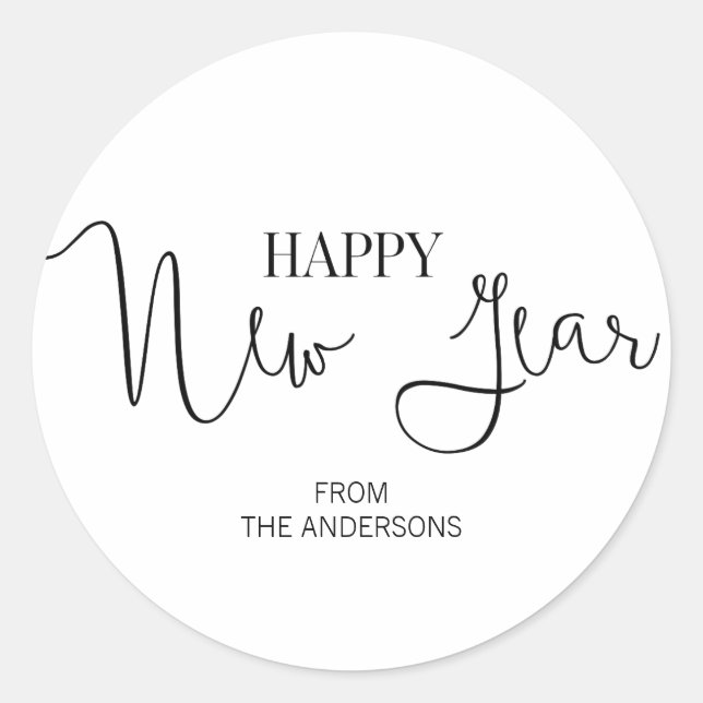 Simple Modern Happy New Year's Sticker (Front)