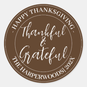 Simple Modern Happy thanksgiving family Classic Round Sticker