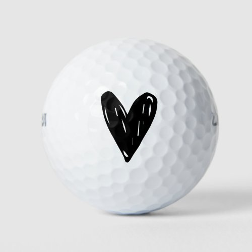 Simple Modern Heart For Golfer Golf Balls