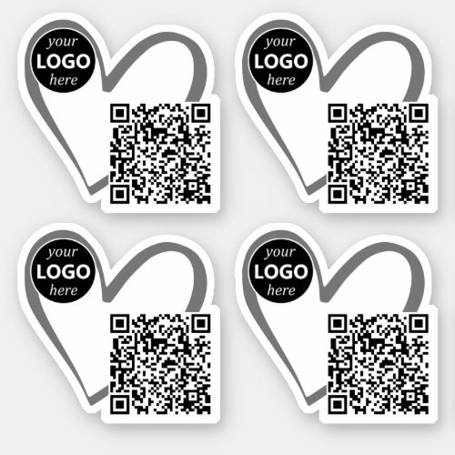 Simple Modern Heart Shaped Logo QR Code Template  Sticker