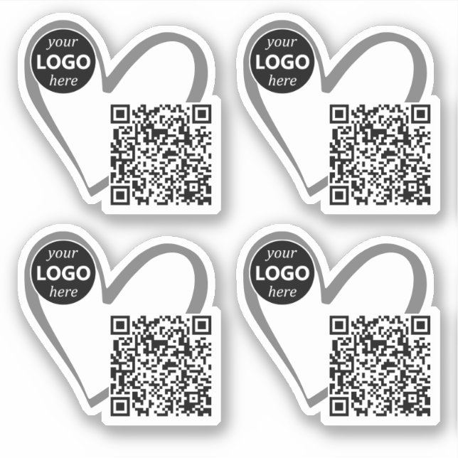 Simple Modern Heart Shaped Logo QR Code Template  Sticker (Front)
