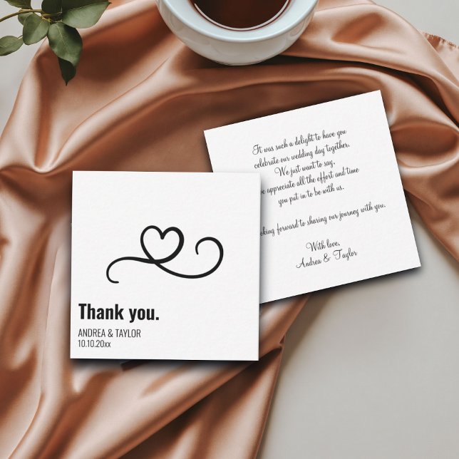 Simple Modern Heart Wedding Thank You Card Note (Creator Uploaded)