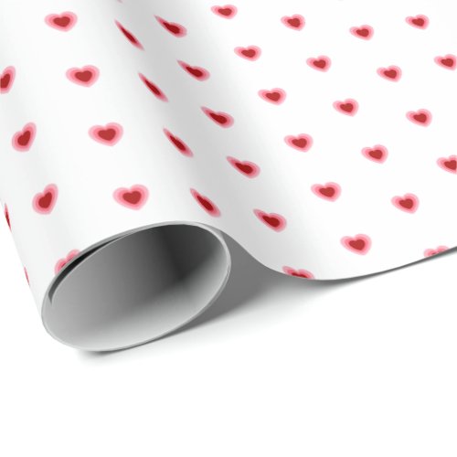 Simple Modern Hearts Red Pink  White Wrapping Paper